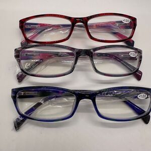 Reading Glasses +1.00 Readers 3-Pack Stylish Assorted Colors‎